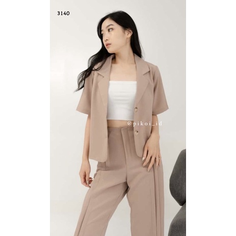 Set wanita celana panjang hitam / setelan blazer korea kekinian / 3140