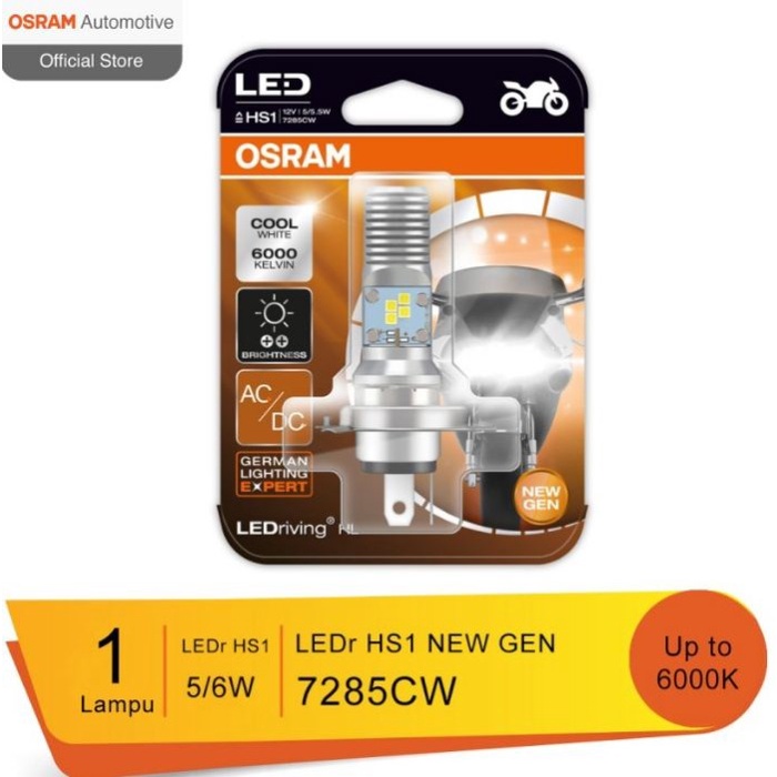 Lampu LED HS1 OSRAM H4 ac dc utama depan motor vixion kaki 3 putih pnp