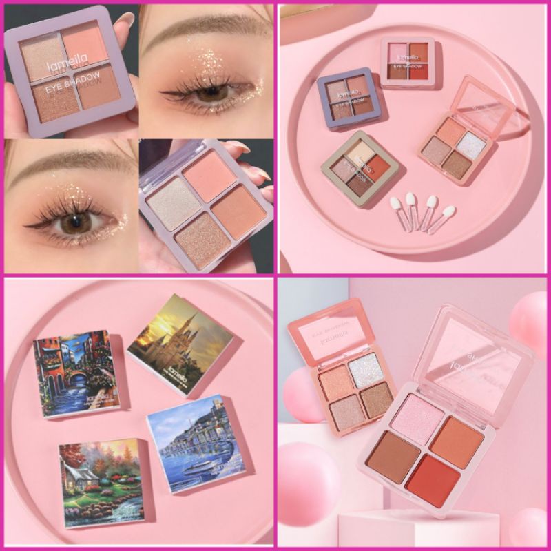 Lameila Eyeshadow 4 Warna Kombinasi Glitter Tahan Lama