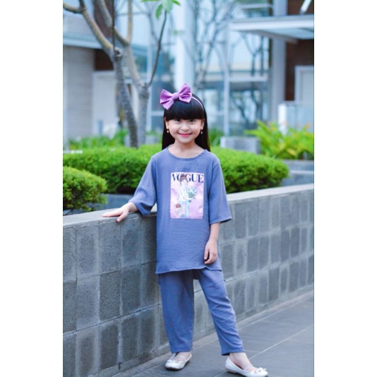 Baju Setelan Oneset Oversize Crinkle Anak Perempuan Cewek Bobokids Kekinian Viral Usia 5 6 7 8 Tahun