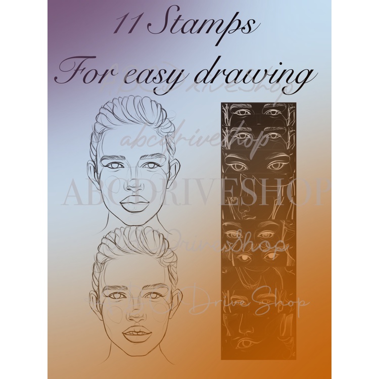 Procreate Brush - Realistic Brows, Lashes, Faces &amp; Hands Stamps Bundle