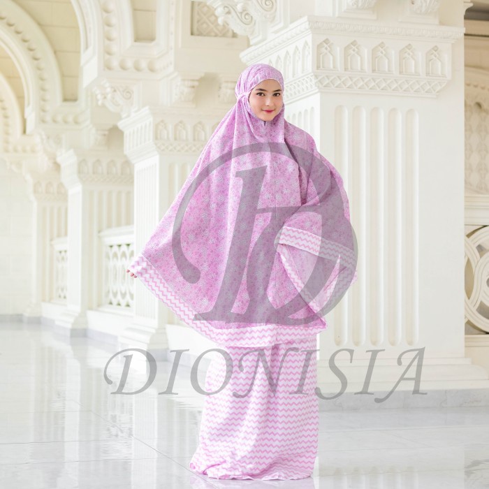 Bayar di Tempat DIONISIA Mukena Dewasa Motif Bunga Model Terbaru Cantik Alesha - Pink