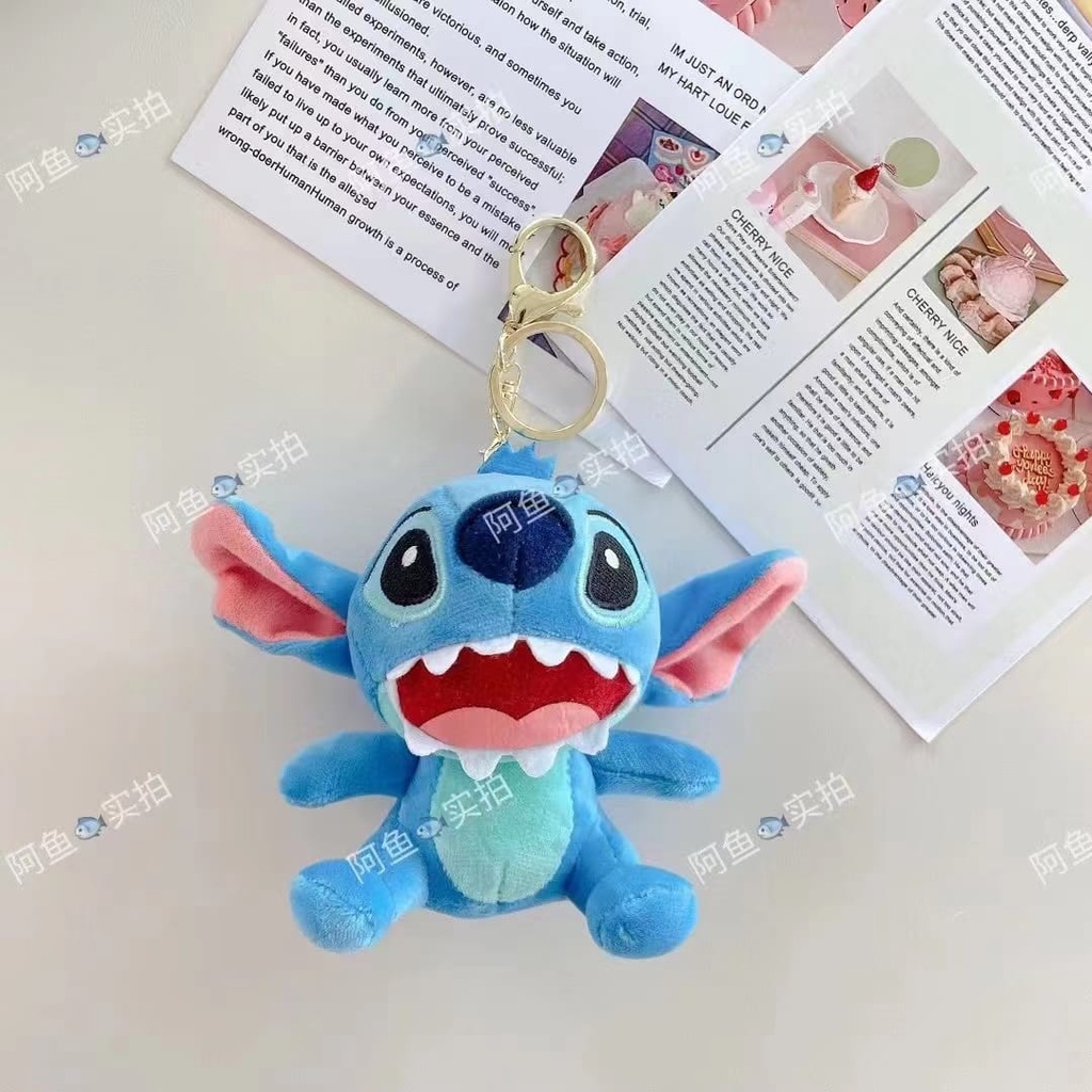 Gantungan kunci boneka stitch dekorasi tas bahan plush