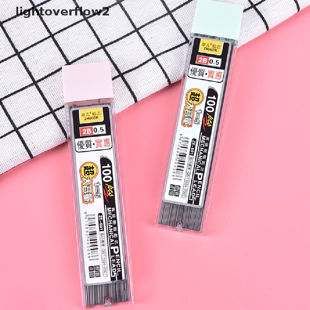 (lightoverflow2) 100pcs / Kotak Pensil Mekanik Otomatis 2B Bahan Grafit