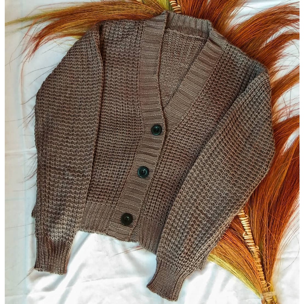 EIREN CARDIGAN RAJUT CROP OVERSIZE PREMIUM NACARA TEBAL OUTER WANITA