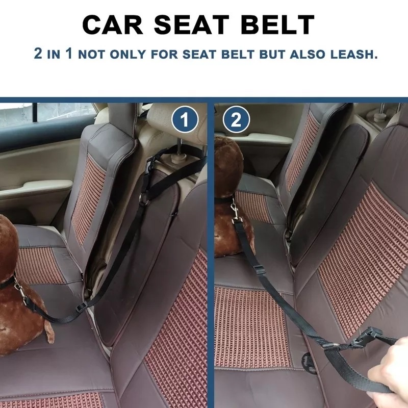 Tali Sabuk Pengaman Hewan di Mobil / Pet Seatbelt Car 2 Fungsi - Nylon