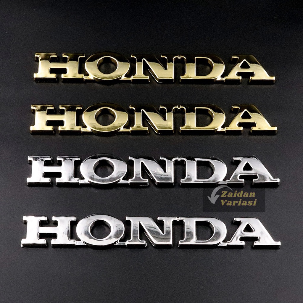 Sticker Logo Emblem Honda Timbul Tulisan 2 Pcs Sepasang Stiker Motor 3d Untuk Kiri Dan Kanan Dekorasi Tiga Dimensi Beat Vario 125 F1 150 Chrome Gold