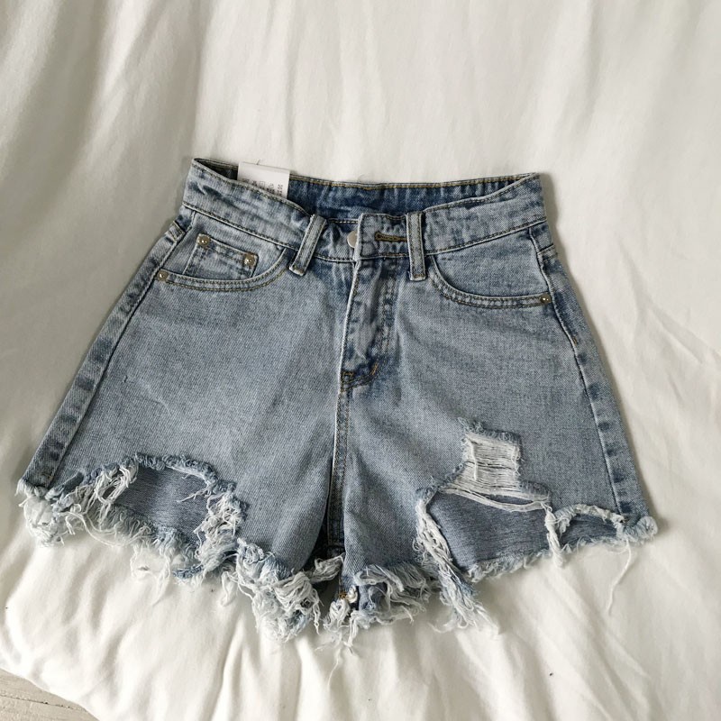 Jeans Korean Style Wanita Streetwear Pants Hot pants Celana pendek wanita dewasa Jeans Celana short wanita celana jeans cewek kekinian sobek Celana jeans sobek wanita ripped jeans wanita cewek celana ootd wanita jumbo 3XL short pants wanita