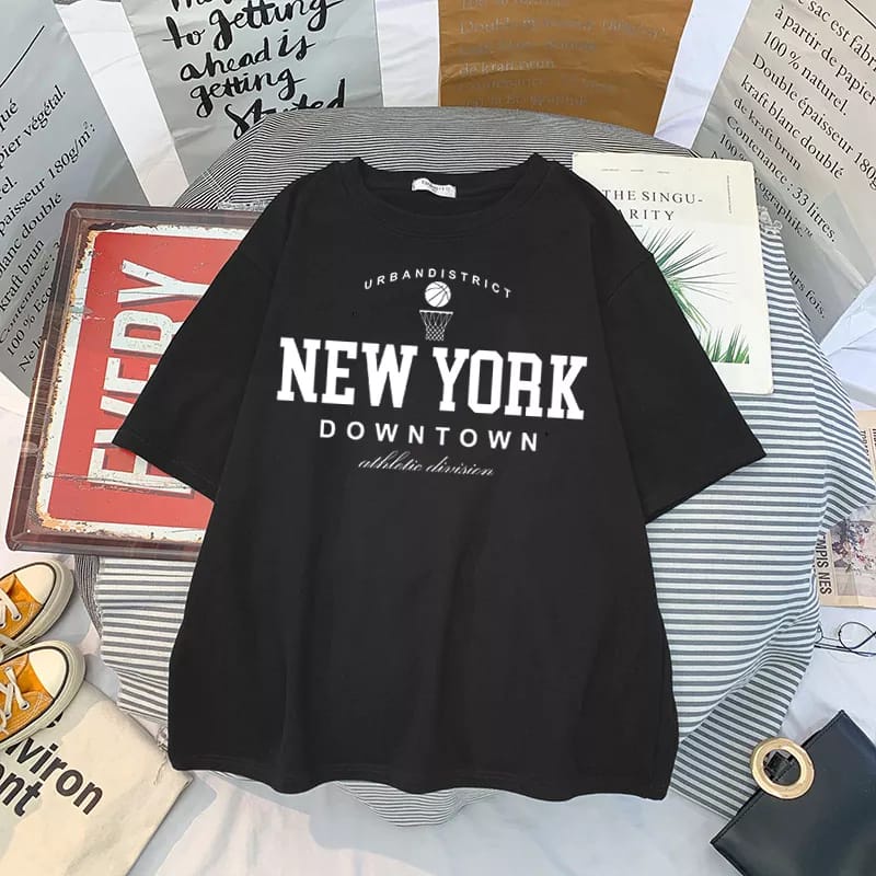 Kaos New York Downtown Wanita Import Atasan Dewasa New York City Oversize Jumbo T-shirt Oversize Wanita Lengan Panjang Kaos Wanita Lengan Pendek Kekinian 2022 Kaos Distro Wanita Oversize Tebal Kaos Cewek Distro Premium Termurah T shirt Wanita Murah Ori