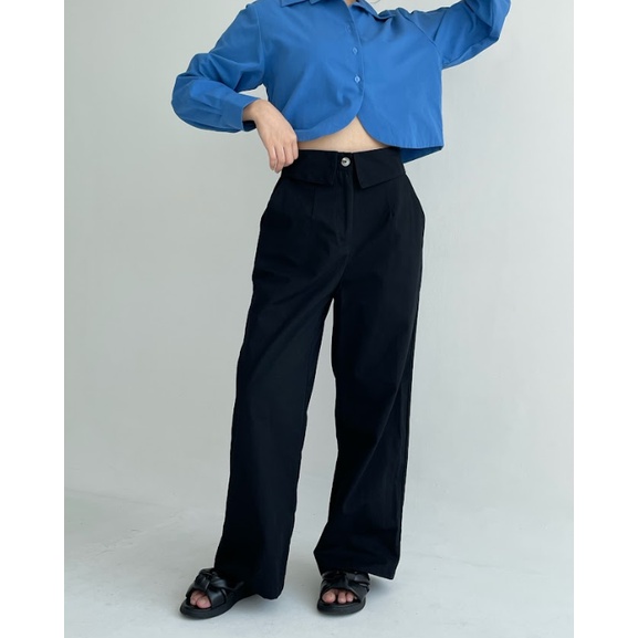 Peach Poppy REI Fold Pants Katun Premium - Celana Panjang Wanita Premium