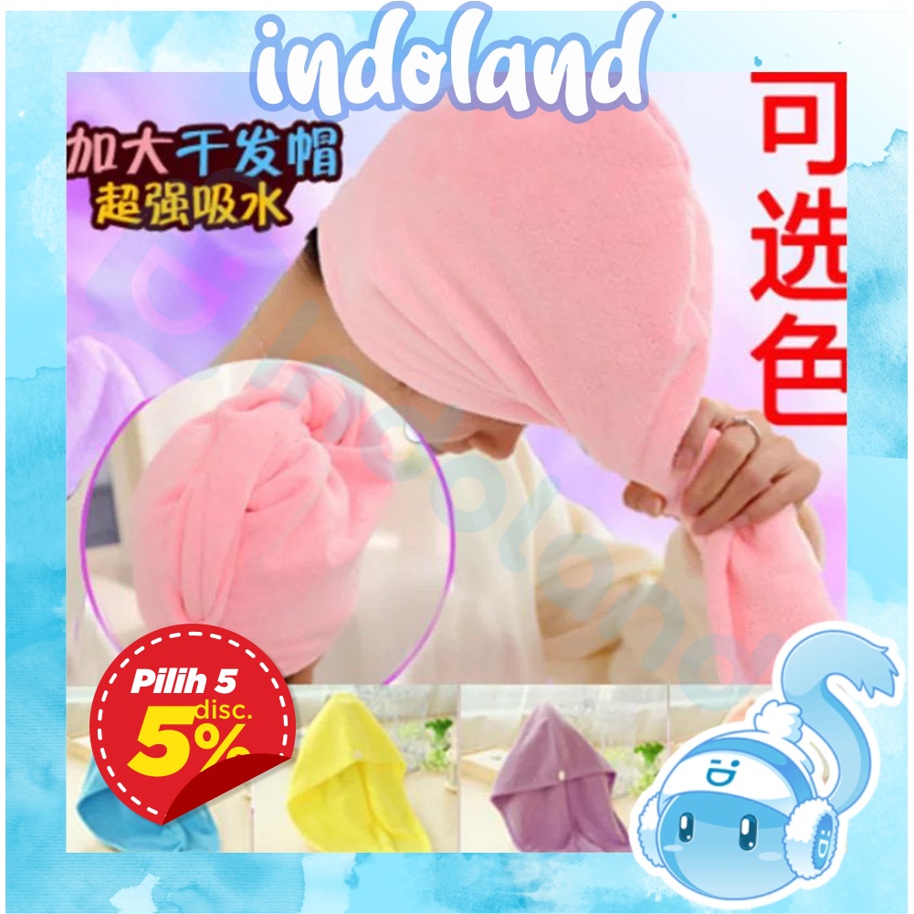 ☀INDOLAND ☀ Handuk Kepala Keramas Untuk Anak2 Microfiber Lap Mandi Pengering Rambut Headband cod R060