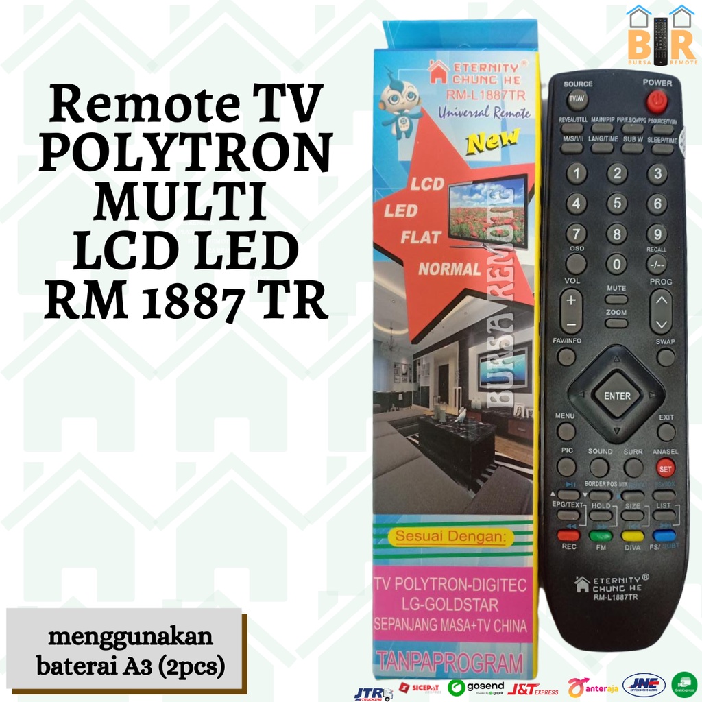 Remot / Remote TV POLYTRON Multi Tabung LCD LED RM-L 1887 TR tanpa setting