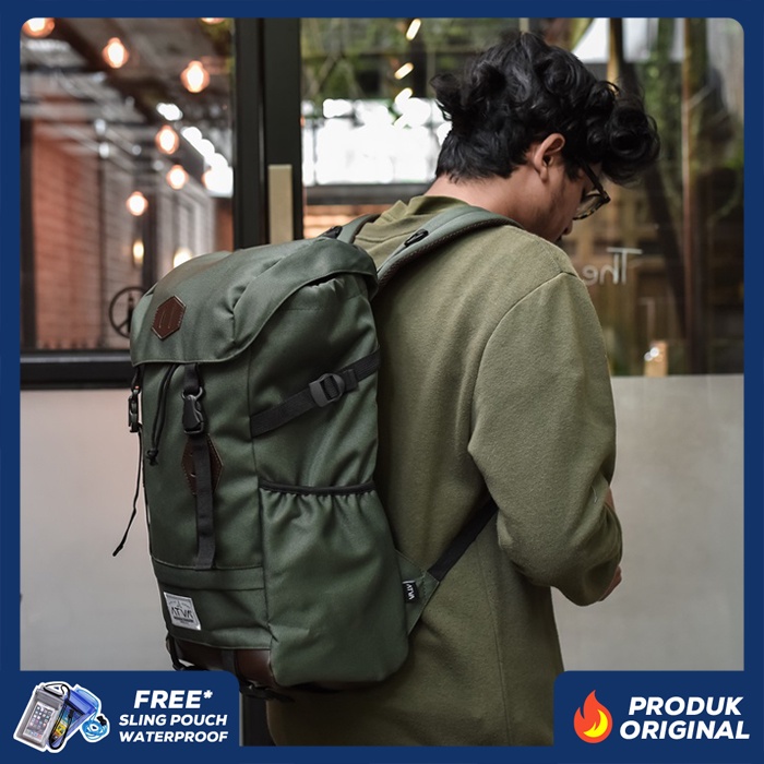 LIDDER OLIVE GREEN ORIGINAL x ATVA Tas Ransel Casual Hijau Pria Daily Backpack Kuliah Kampus Kerja Kantor Sekolah SMA SMK Remaja Dewasa Tas Punggung Laptop Ukuran Besar 14 Inch Bagpack Distro Tas Traveling Premium Outdoor Travel Bag Keren Terbaru Kekinian