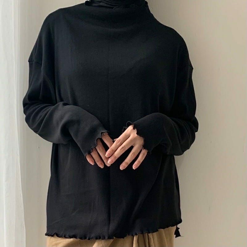 Turtleneck Rib Inner Lengan Panjang Model Kekinian