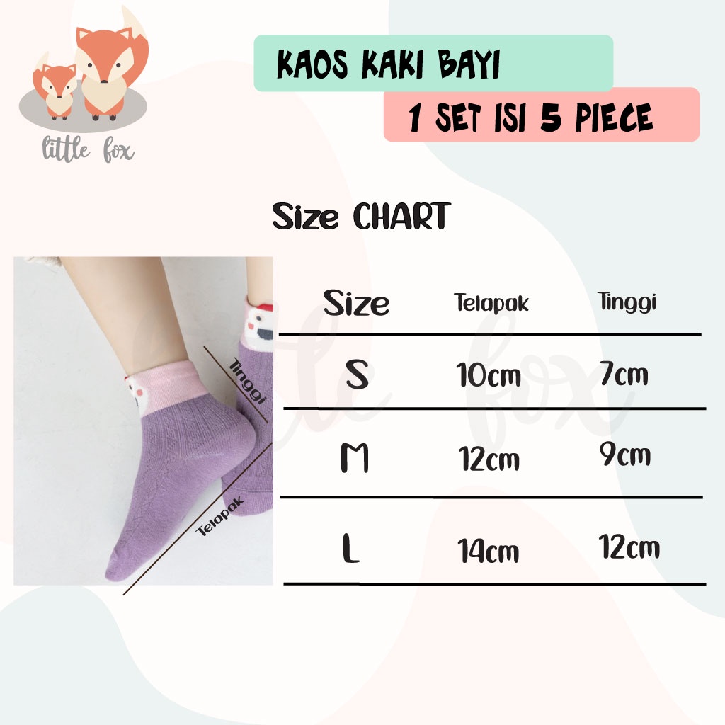 [ IMPORT ] SET KAOS KAKI ISI 5 ANAK  / BAYI MOTIF LUCU / BABY SOCKS NEWBORN KATUN