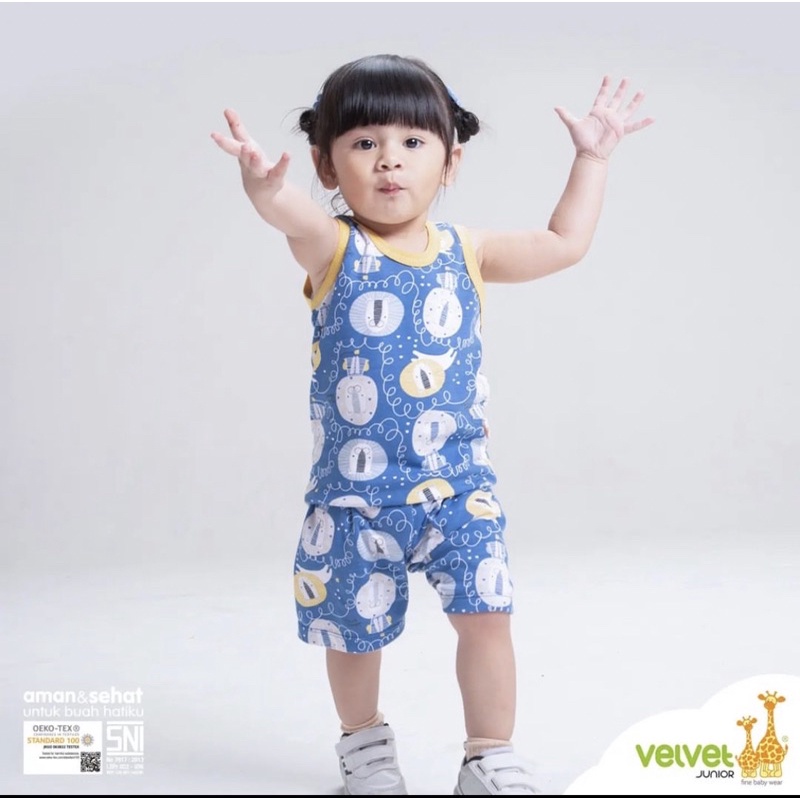 Setelan Baju Kutung Celana Pendek Velvet Junior / Baju Singlet