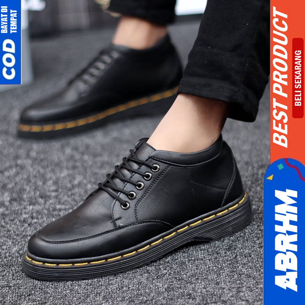 Sepatu Formal Pantofel Docmart Low Boots Kerja Hitam Pria Abrhm GAVI