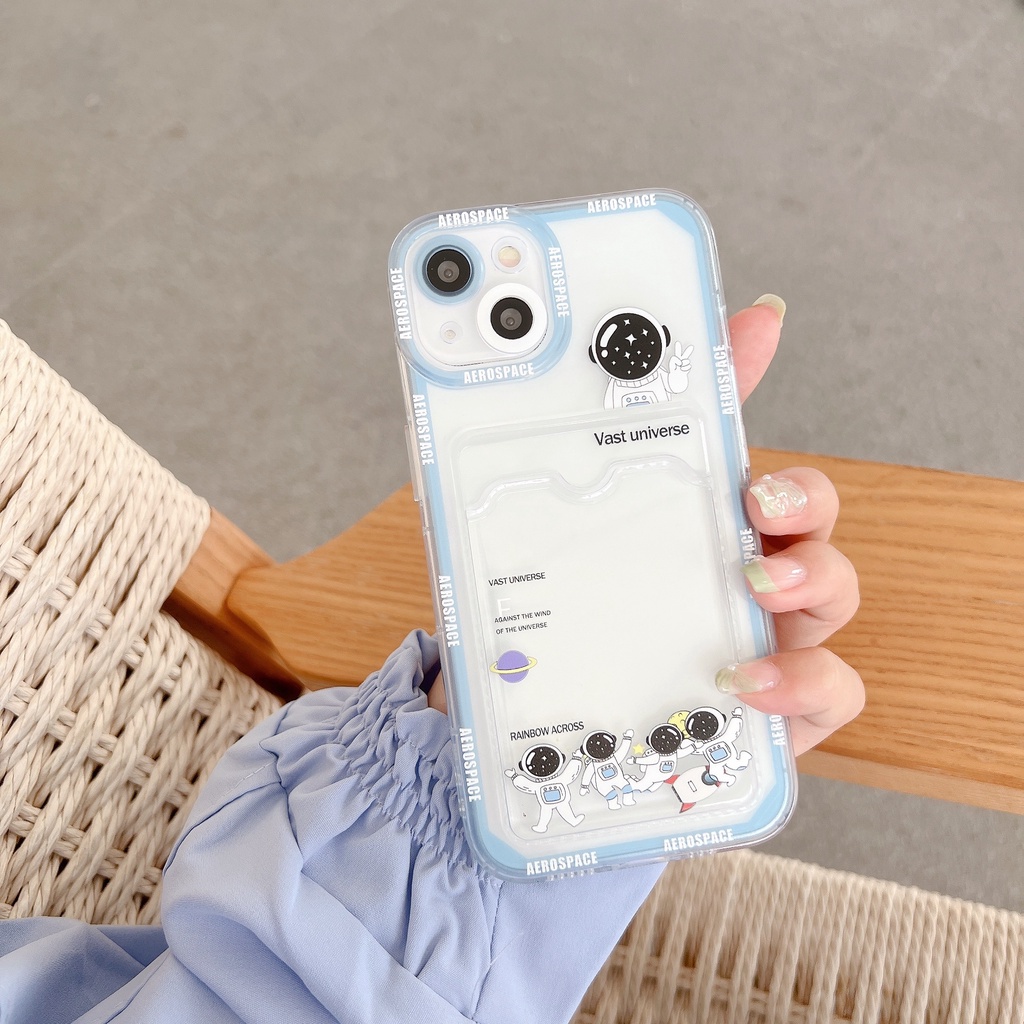 Soft Case TPU Motif Kartun Astronot Luar Angkasa Cover IPhone 14 13 11 Pro Max 8 7 Plus X XS XR