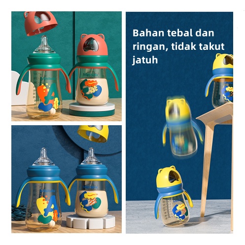 Botol Susu Bayi PP Wide Neck Anti Tersedak Botol Susu Dot+Sippy+Straw Training Cup Sedotan BB09