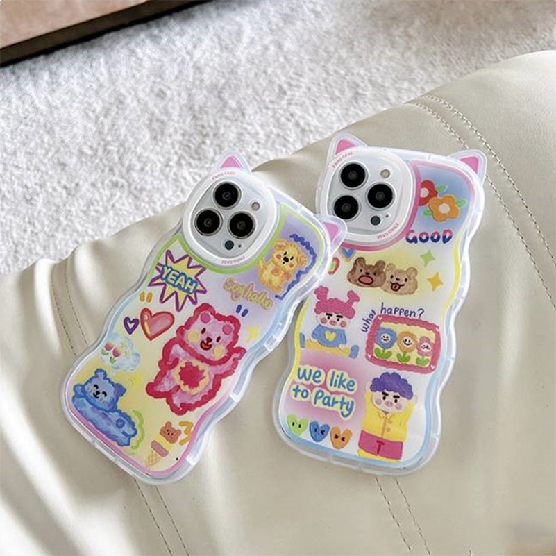 Soft Case Silikon Motif Kartun Graffiti Monster Untuk iPhone 14 13 12 11 Pro Max X Xr Xs Max 8 7 6 6s Plus