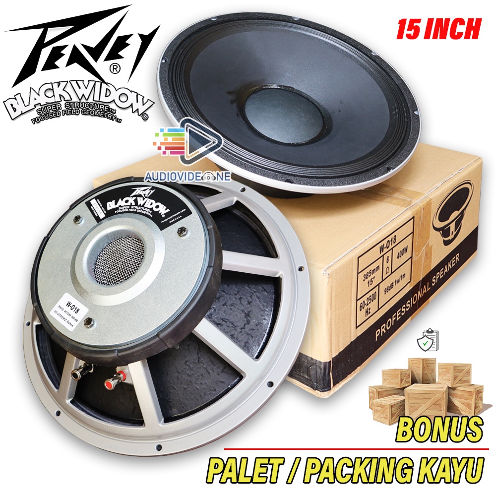 Speaker Peavey Black Widow 15 Inch Spul 4 Inch Spiker Komponen Low Sub Bonus Packing Kayu