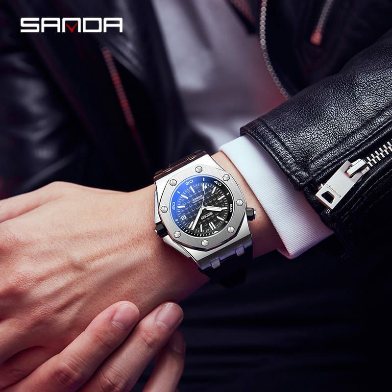 VIRAL SANDA 7032 Jam Tangan Pria Analog Chronograph Tali Silicone Luminous Display