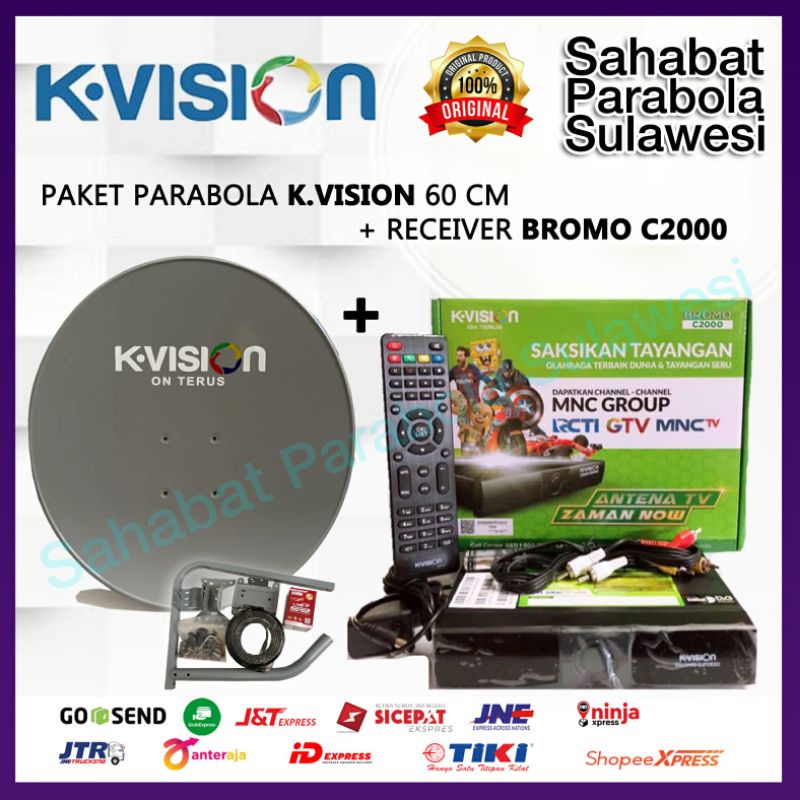 PAKET PARABOLA K-VISION 60 CM SET LENGKAP+ RECEIVER C2000