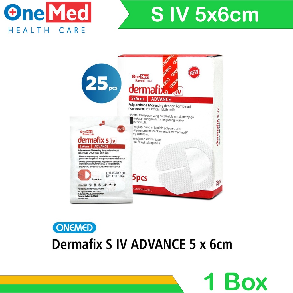 Dermafix S IV Dressing Advance 5 x 6 Cm OneMed box isi 25pcs