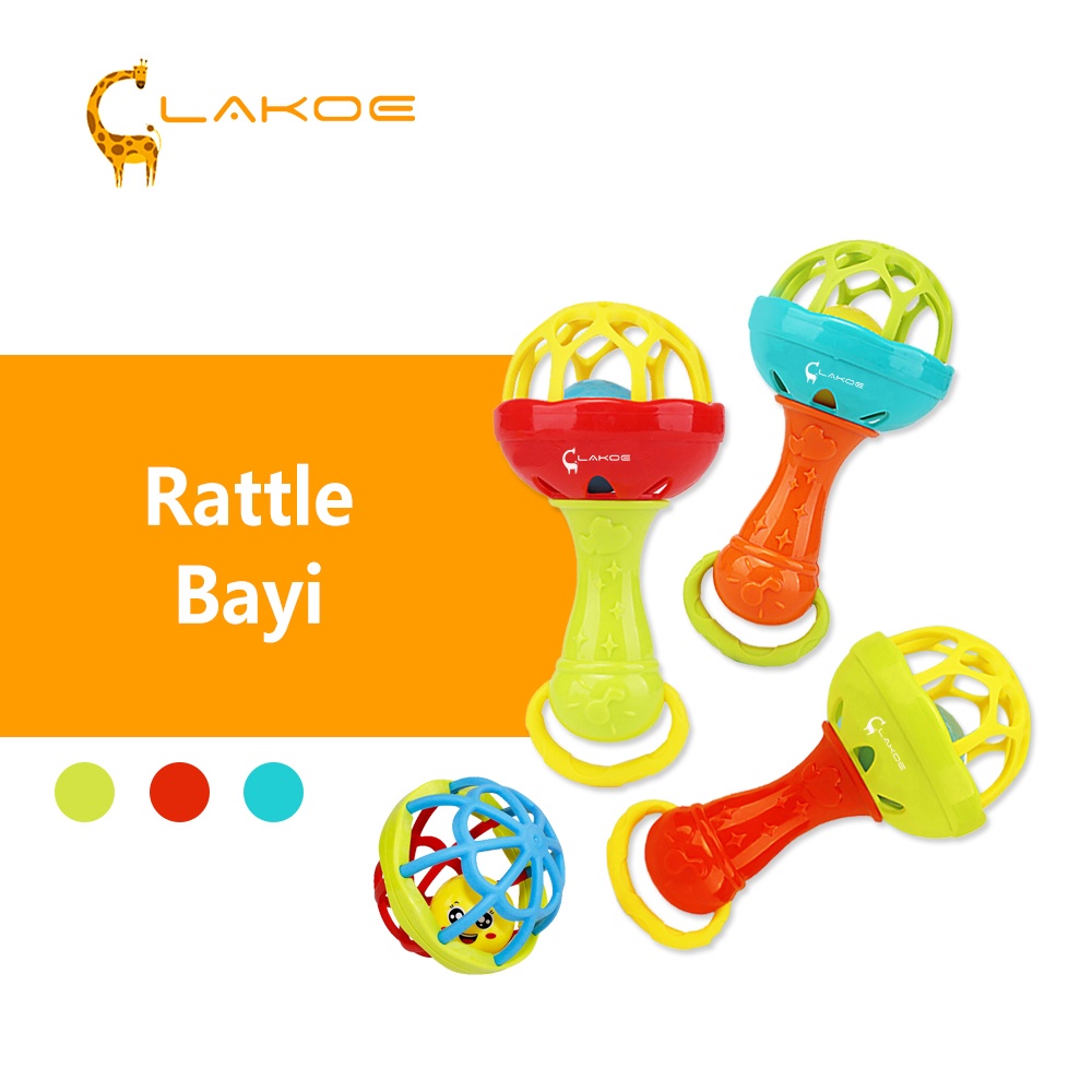 LAKOEOFFICIALMALL Mainan Rattle Teether Bayi Mainan Kerincingan Bayi Bahan Lembut