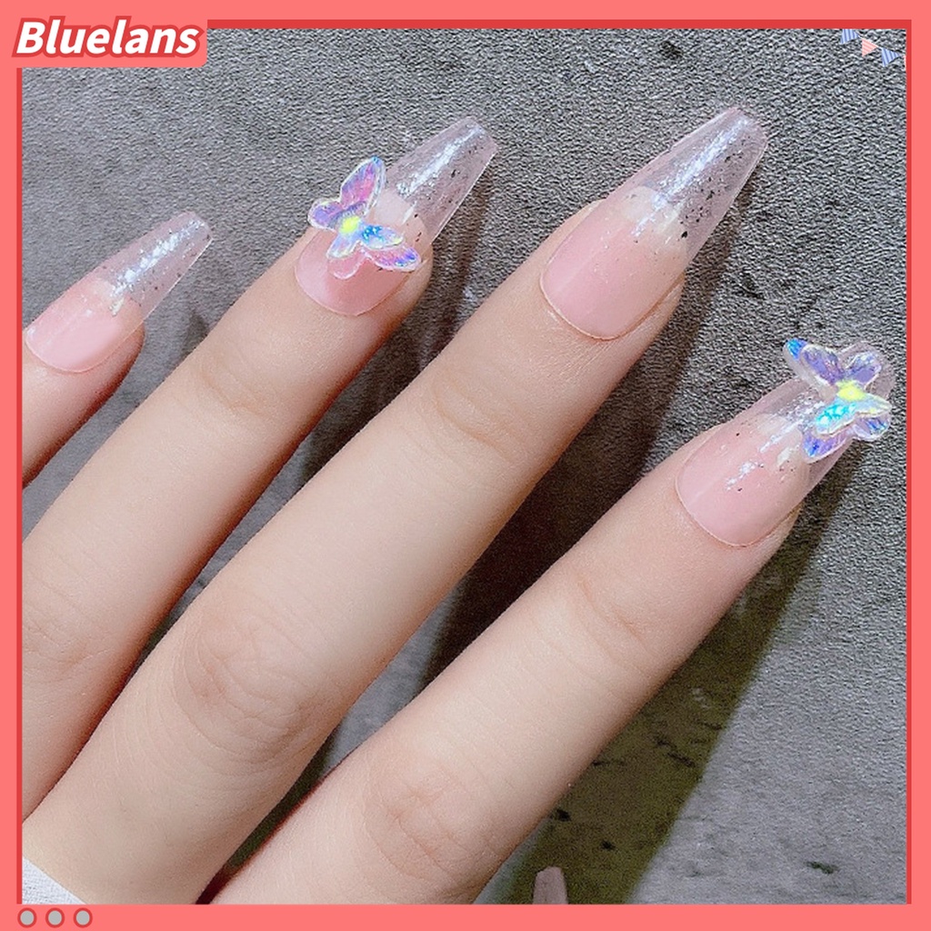 (In Stock) Kacamata Hitam Lensa Warna Warni ♡8pcs Ornamen Kupu-Kupu Berlian Imitasi Double Layer Untuk Nail Art Wanita