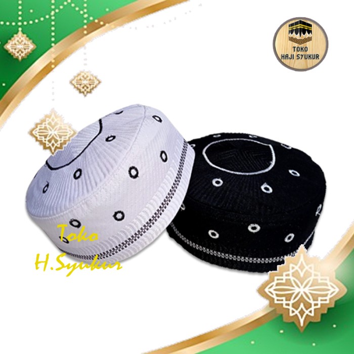 Peci Songkok Kopiah Haji Madinah Bugis Motif Hitam Putih