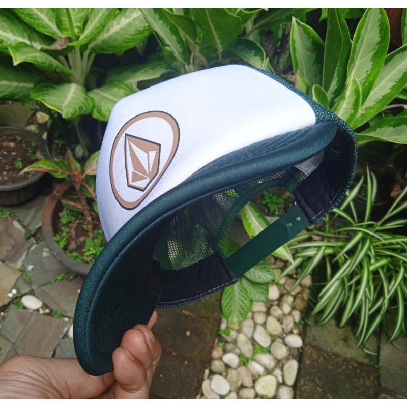 TOPI VOLCOM TRUCKER HIJAU PUTIH ORIGINAL VINTAGE