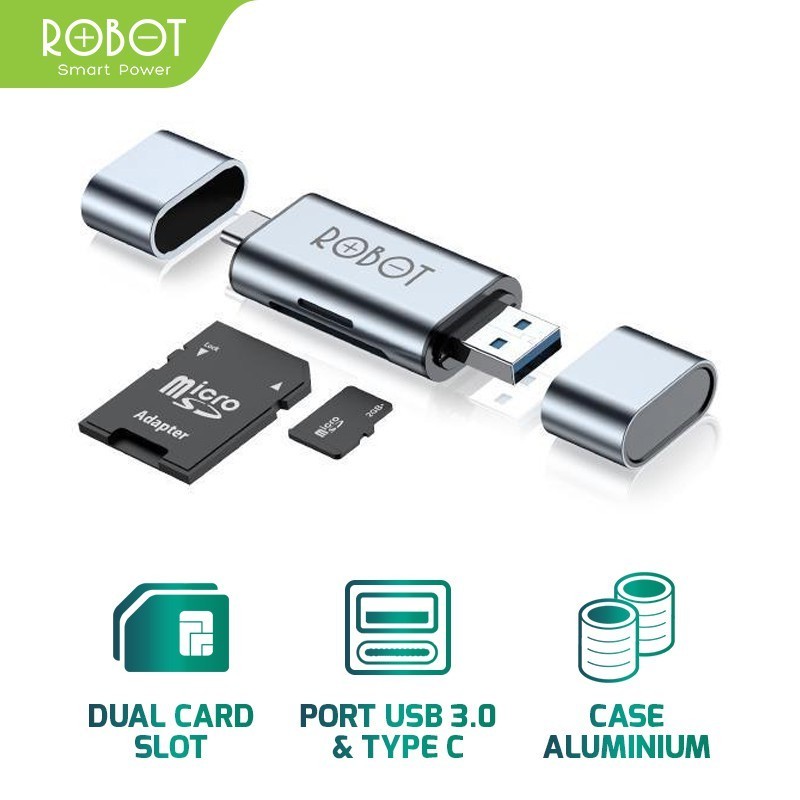 CARD READER ROBOT CR202 2 IN 1 USB 3.0 TYPE C OTG TF