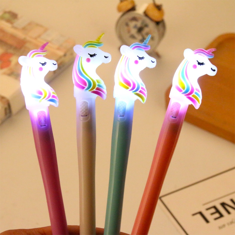 Pulpen Gel LED Motif Unicorn / Pen Lucu Murah A-18