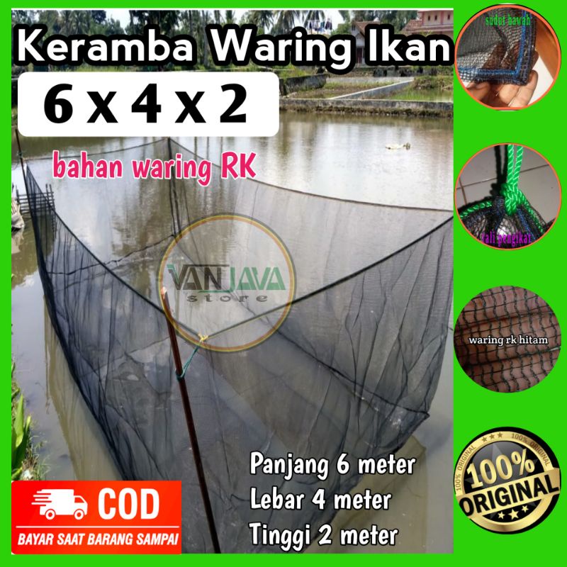 waring ikan nila lele gurame 6x4x2 bahan premium keramba jaring bibit ikan