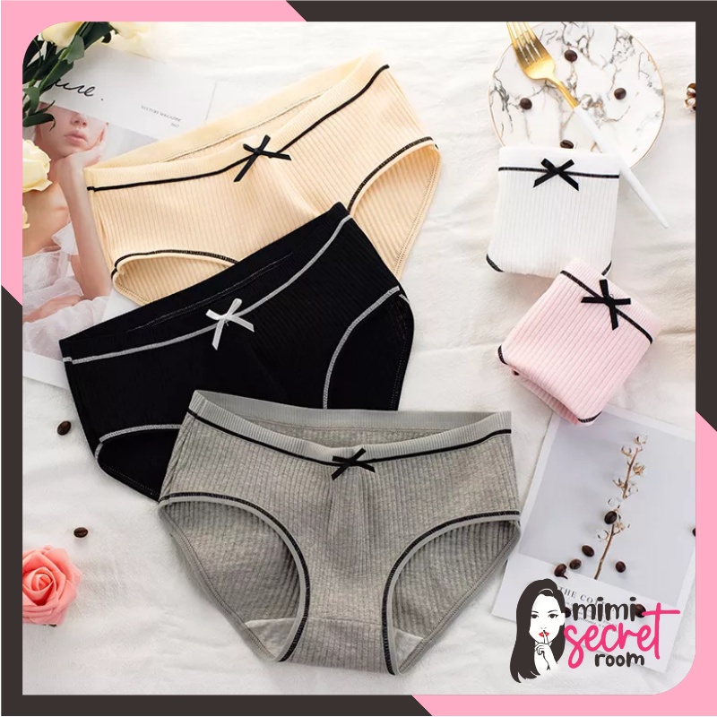 ❤ MIMI ❤ Celana Dalam Sexy CD Import Fashion Gaya Korea Pita Hitam Bahan Katun Exclusive Terlaris