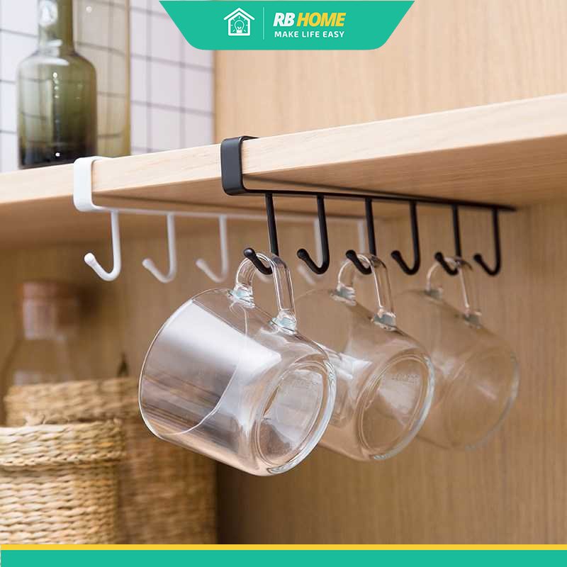 Rak Gantung Lemari Dapur Gantungan Gelas Sutil Rak Gantung Peralatan Dapur 6 Hook