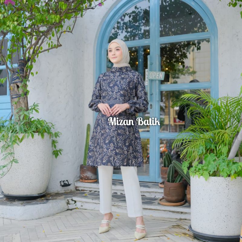 TUNIK BATIK WANITA LENGAN PANJANG STANDAR JUMBO/ ATASAN BATIK WANITA FORMAL MODERN / BAJU BATIK WANI