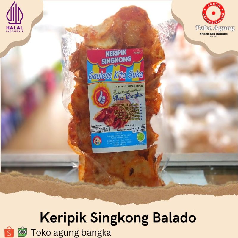 

Keripik Singkong Pedas Balado Bangka Gauless