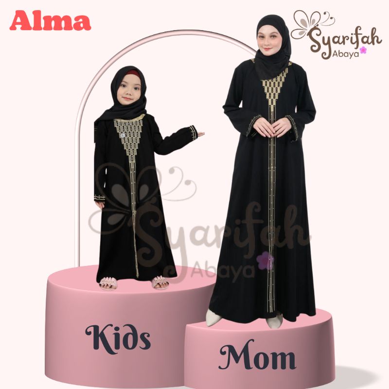 Abaya bordir couple ibu dan anak abaya bordir Alma abaya couple piramid