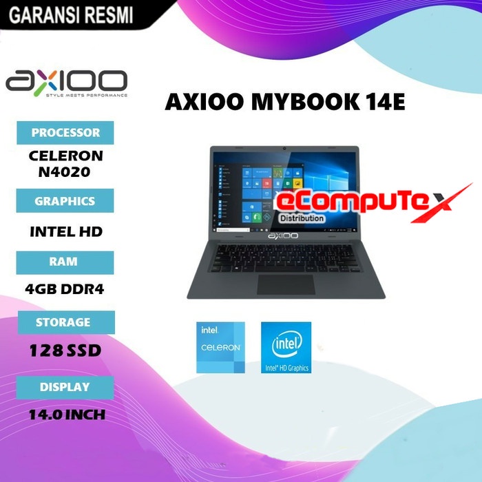 NOTEBOOK AXIOO MYBOOK 14E INTEL CELERON N4020 4GB 128GB SSD 14'' GARANSI RESMI