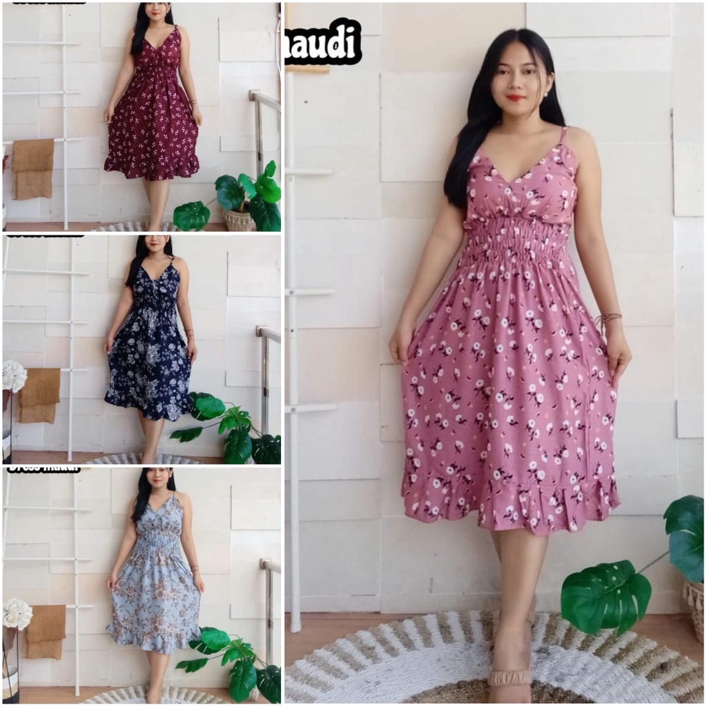 REALPICT - Dress Bali Model Maudi motif Terbaru Fashion Wanita kekinian Rayon Adem Daster Bali Murah