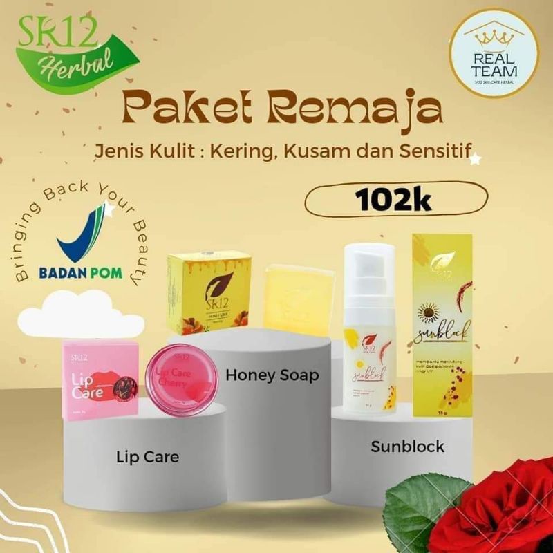 PAKET REMAJA SR12 / PERAWATAN WAJAH UNTUK REMAJA / SKINCARE REMAJA - Normal Jerawat