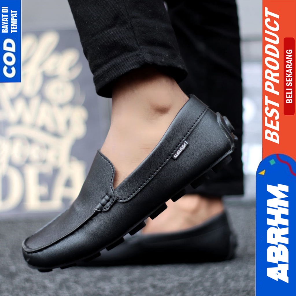 Sepatu Formal Pantofel Kerja Kantor Hitam Polos Pria Original Abrhm Vanezia