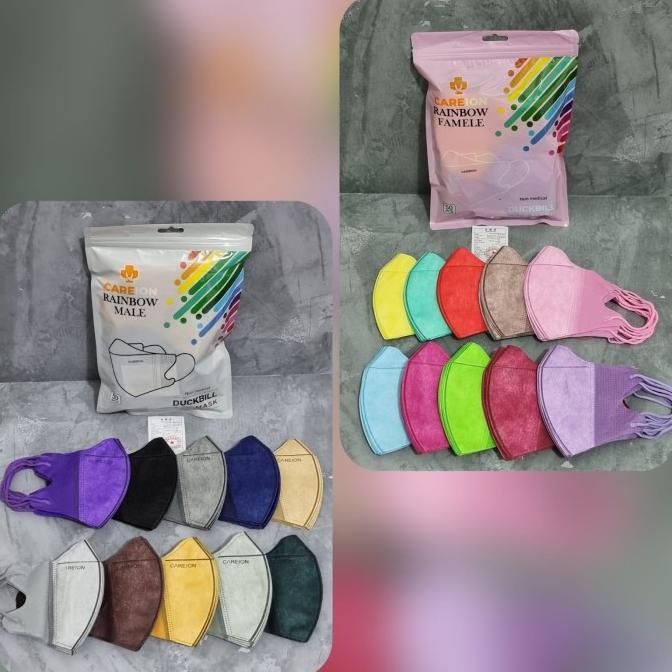 Masker Duckbill CAREION Warna Rainbow Mix 1pack Isi 50pcs 88-quicksurfmarket Buru Order