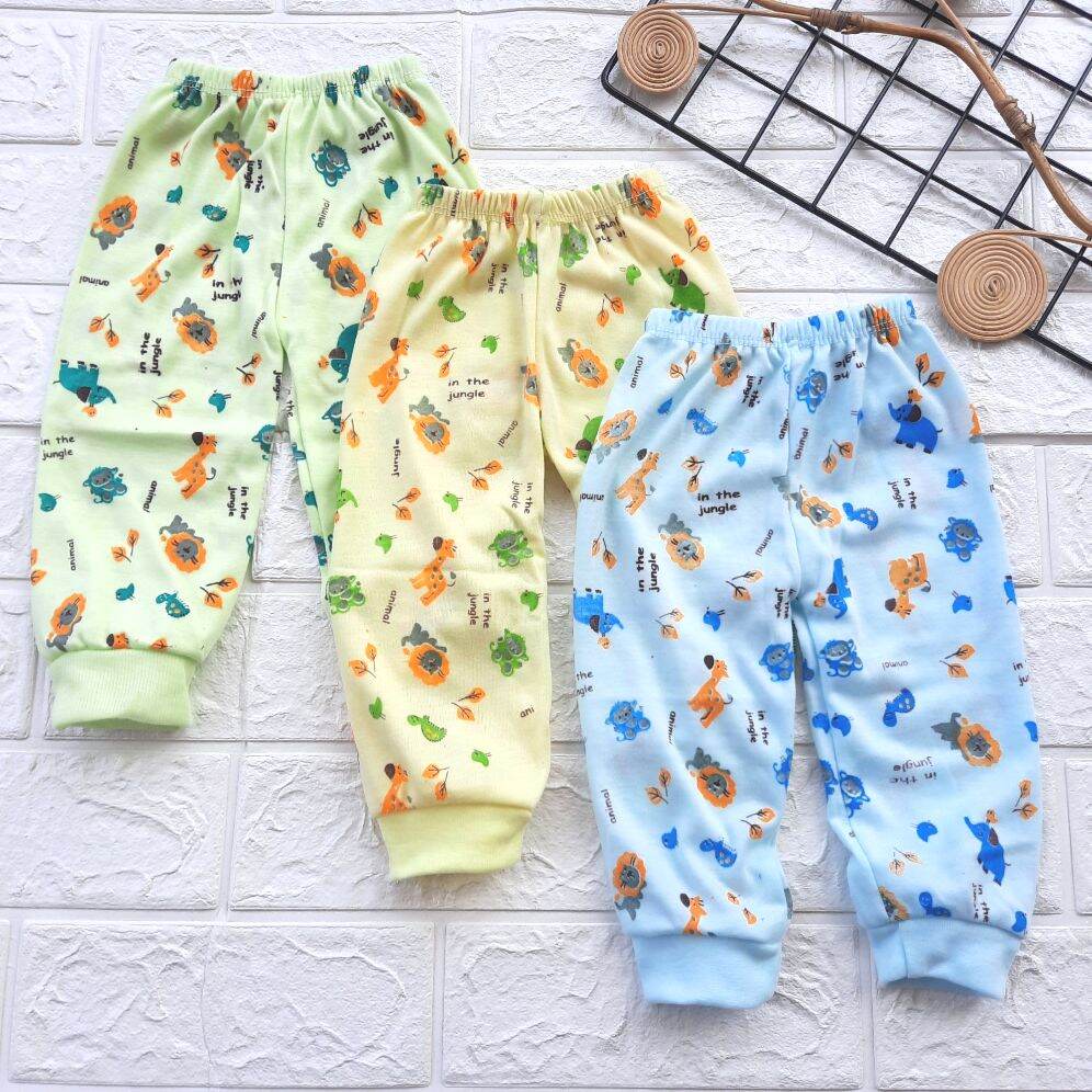 Baju Bayi Setelan Lengan Pendek Celana Panjang Kaos Oblong Anak Usia 3-12 Bulan Motif Animal