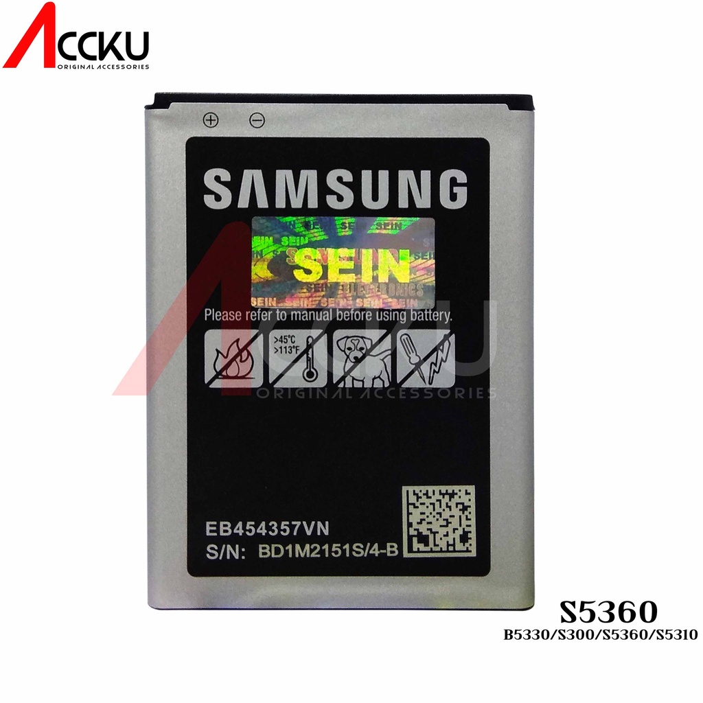 S5300 - S5360 - S5310 - EB454357VUS5300 100%Baterai Samsung GalaxyS5300 - S5360 - S5310 - EB454357VUBatre Baterai BatterySamsung GalaxyS5300