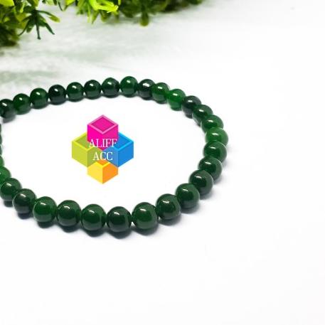 tasbih gelang batu natural giok hijau 33 butir 6mm asli