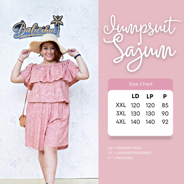 Balicihui Jumpsuit Sabrina Jumbo Jumpsuit Pendek Jumpsuit Wanita Jumpsuit Plus Size Bigsize