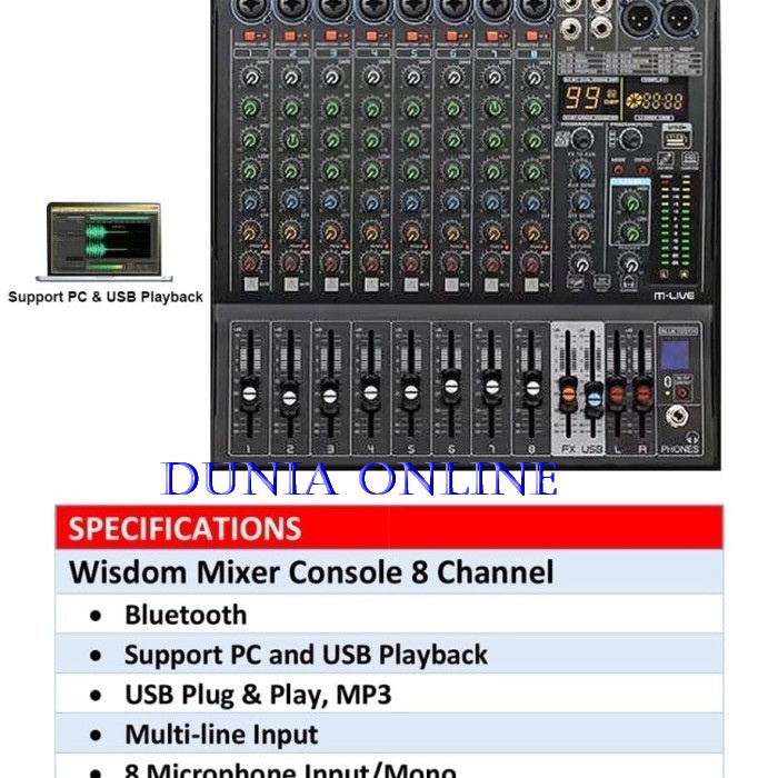 MIxer Audio WISDOM MLIVE8 MLIVE 8 M LIVE 8 8Channel Original